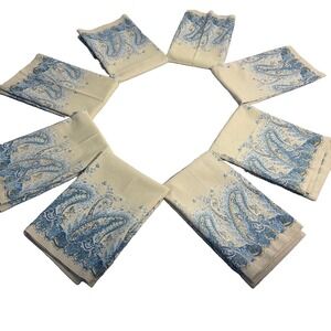 Pottery Barn Paisley Linen Cotton Blend Napkins Set Of 8